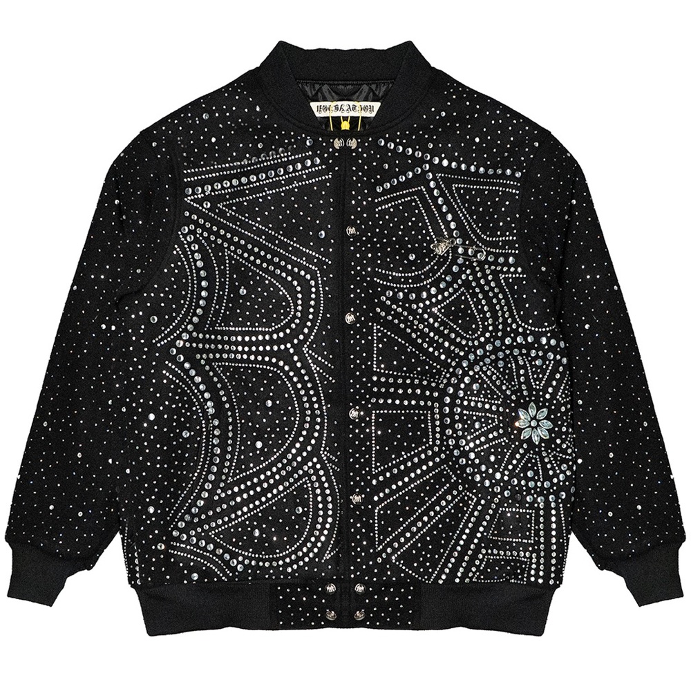 Spiderweb Crystal Varsity Jacket Black Size XL